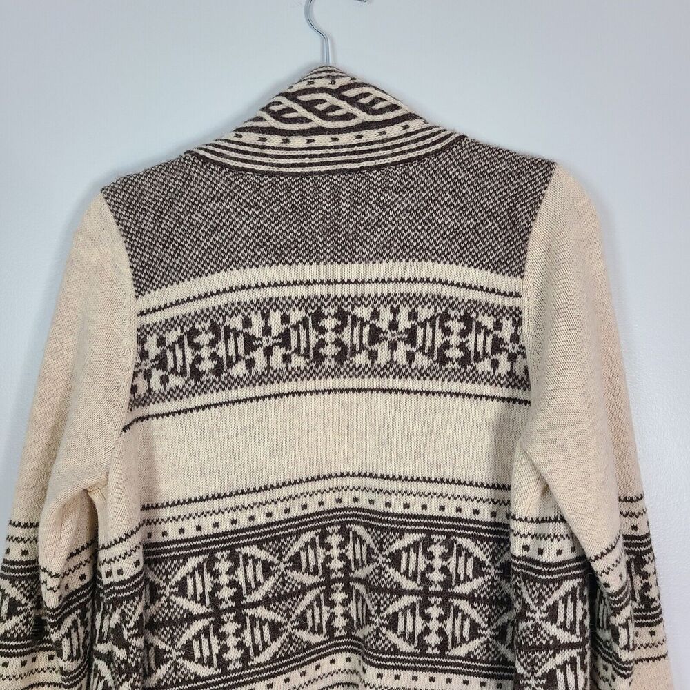 PENDLETON Wool Alpaca Discovery Cardigan Medium Petite Brown Cream Western FLAW - Picture 6 of 16